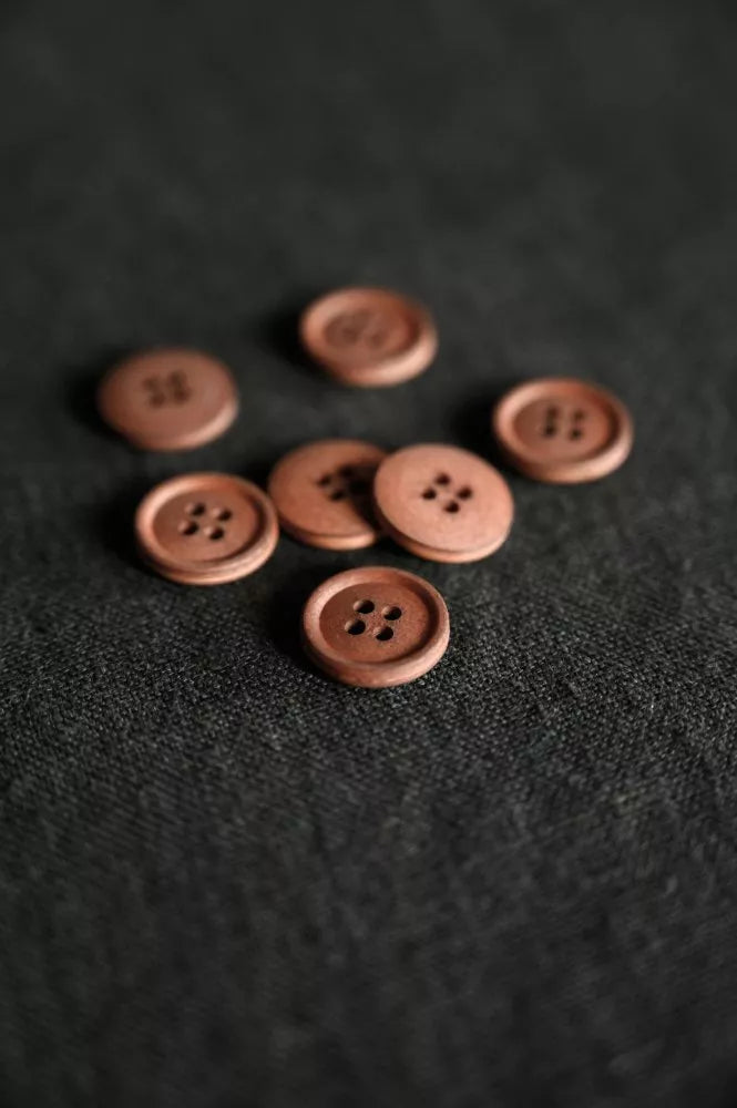 Cotton Button 11mm BROWN/RED- Merchant Mills