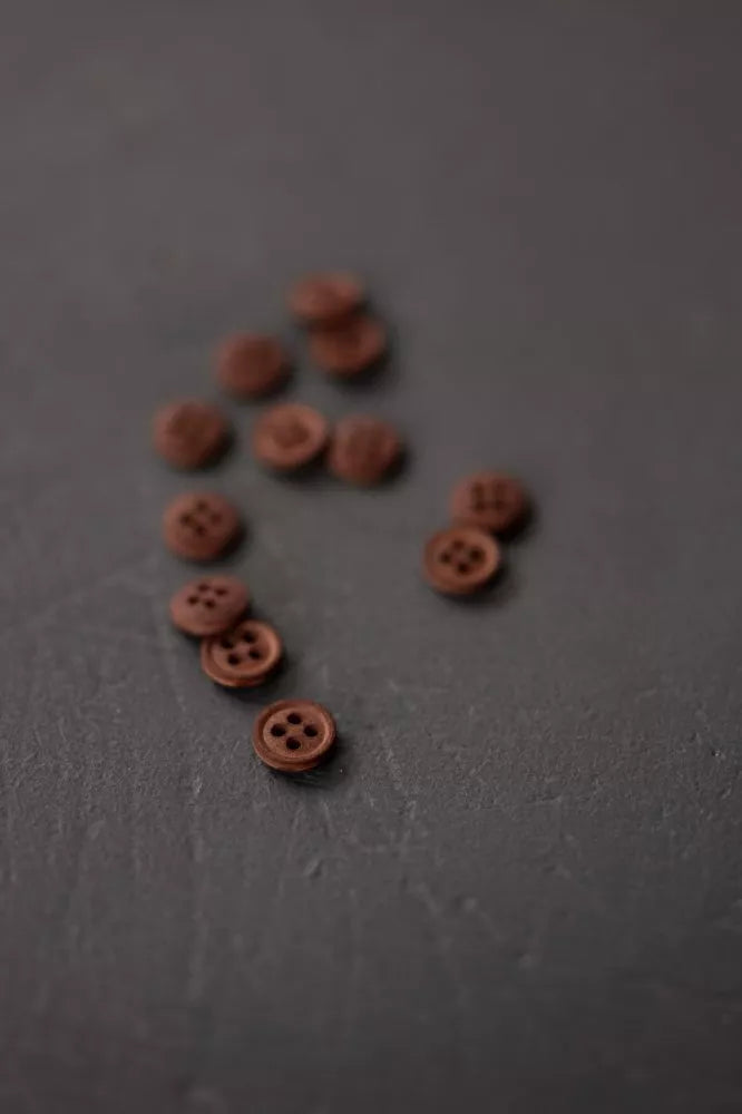 Cotton Button 11mm BROWN/RED- Merchant Mills