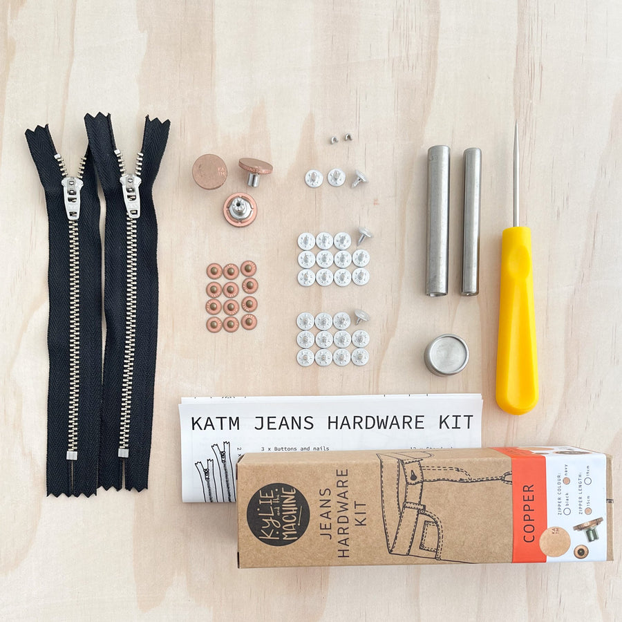 COPPER Jeans Hardware Kit (Black Zipper)- Kylie and Machine labels